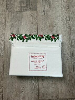 Southern Living Christmas King Sheet Set - Holiday Set, 400 Thread Count Cotton